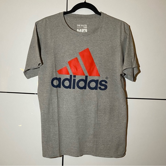 Adidas Graphic Logo Men’s T-Shirt Grey/Orange/Black - Picture 1 of 3